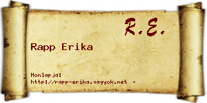 Rapp Erika névjegykártya